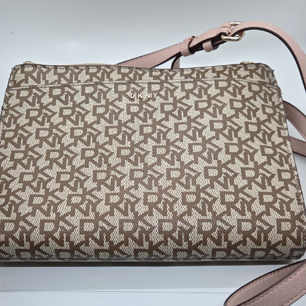 DKNY Brown and Cream Crossbody Bag